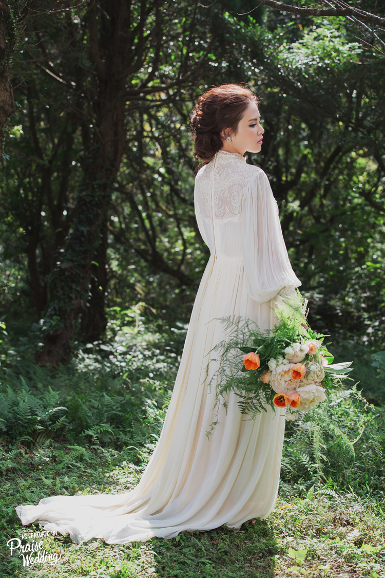 This effortlessly beautiful vintage wedding gown is sensually elegant with feminine romantic details!