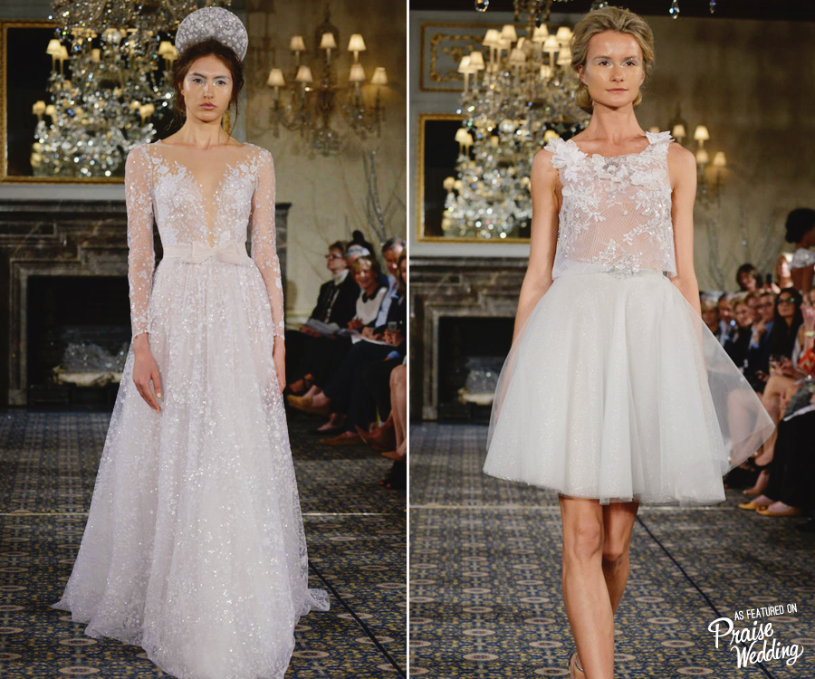 Long and short, the Mira Zwillinger 2016 "Stardust" Collection is all about laced silver hues and shimmering details!