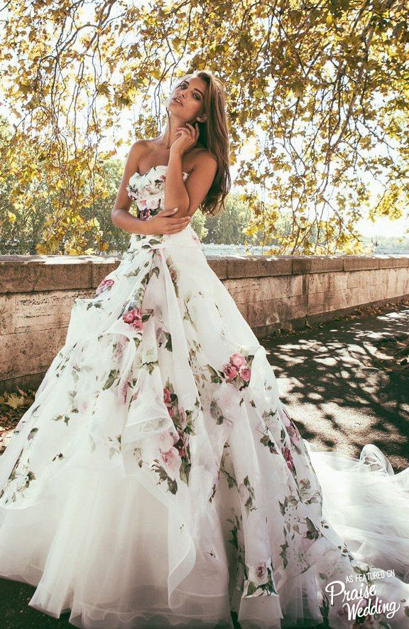 Gushing over this floral-inspired utterly romantic Alessandro Angelozzi gown!