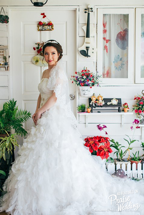 An adorable garden-inspired bridal portrait that makes our hearts sing!