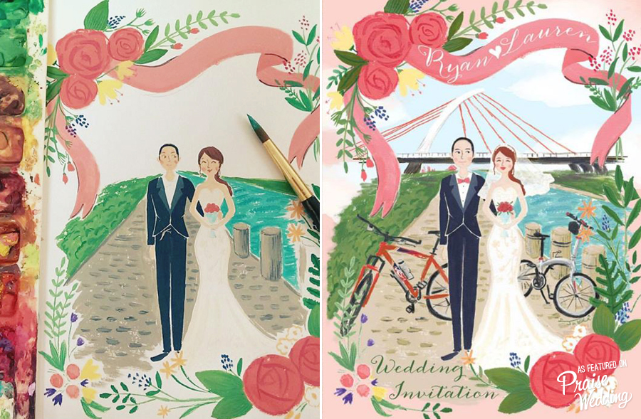 Hand-illustrated watercolor invitation card to tell your unique story!