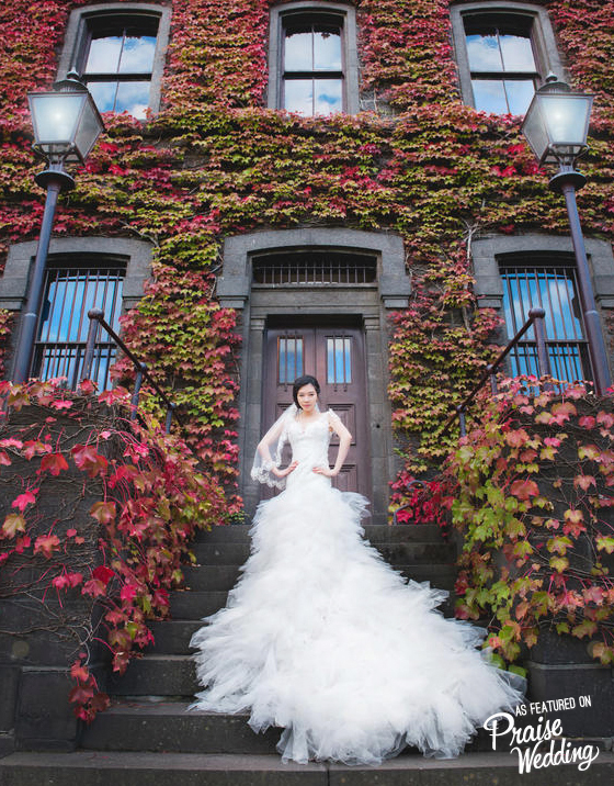 Modern, classic, and stylish! This garden-inspired bridal portrait is so beautiful!