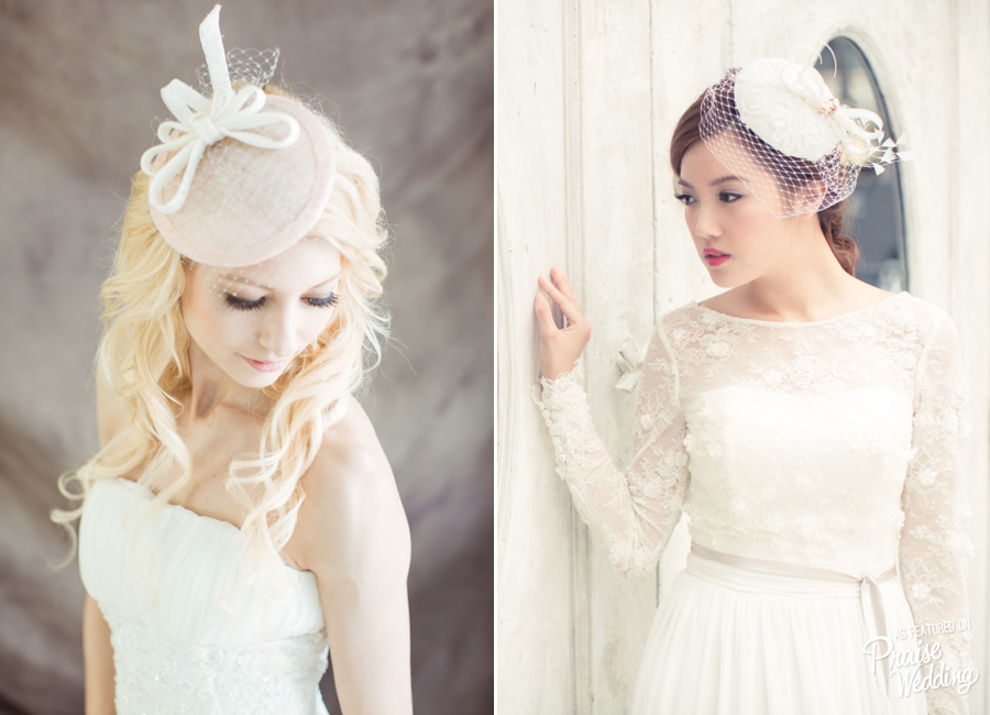 Vintage brides! You will love these adorable birdcage veil  x mini hat combination!  
