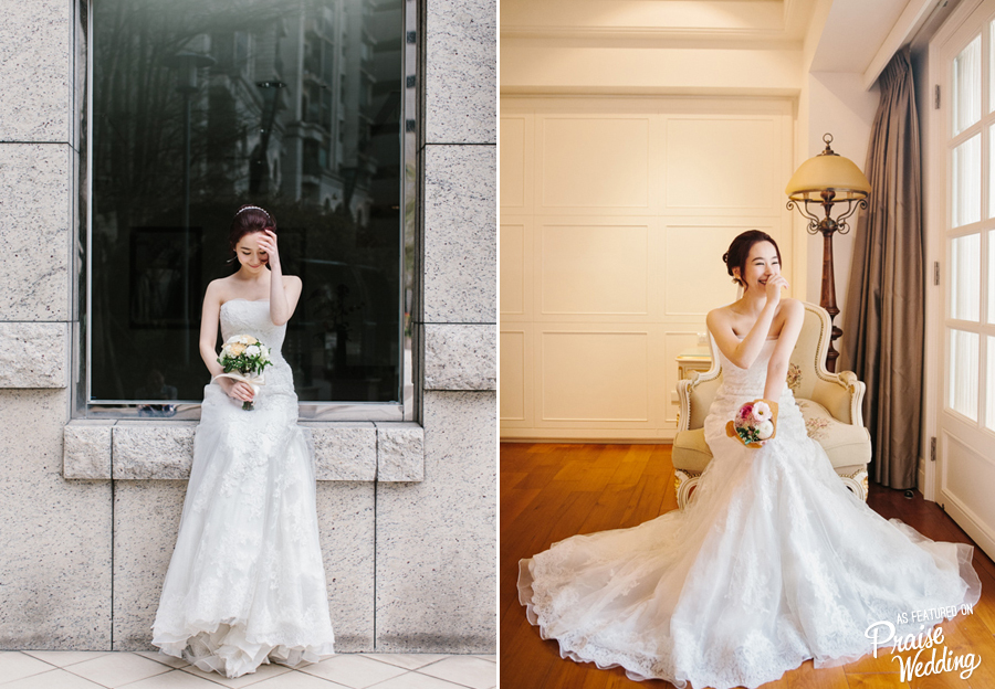Elegant, chic, and utterly romantic! We live for sweet bridal portraits like these!