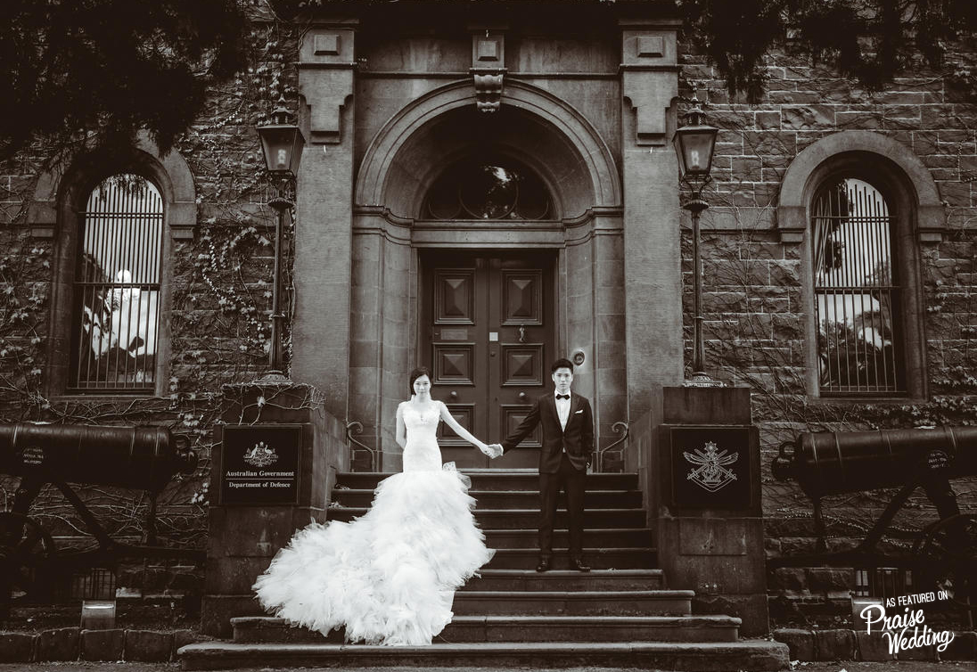 A classic black and white-done-right wedding shot!