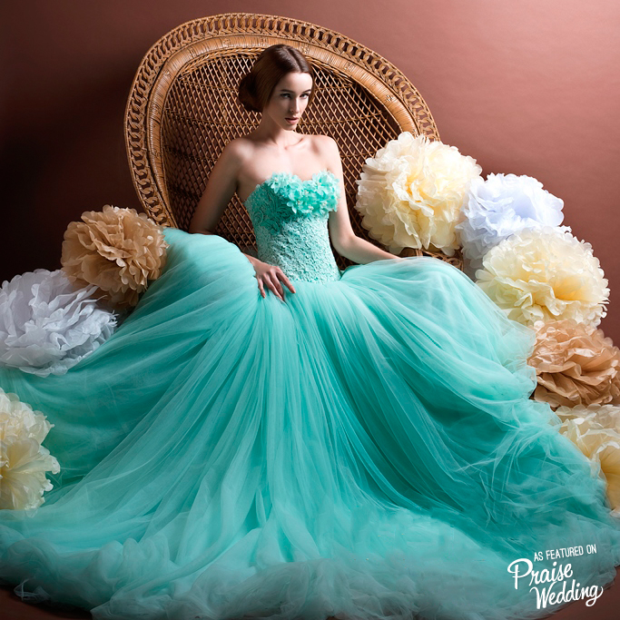 Romantic blue Rooya Couture floral tulle gown!