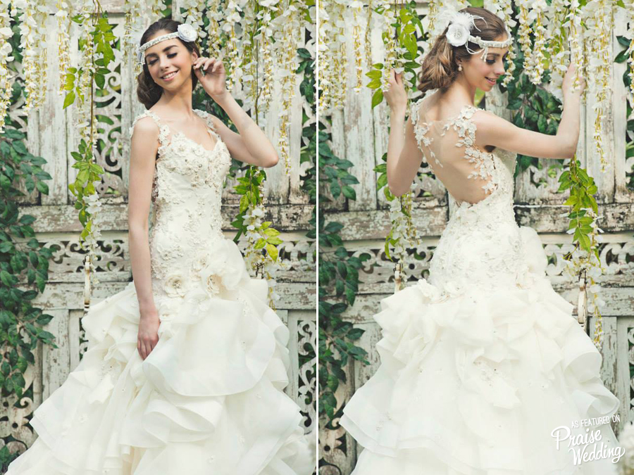 We're graced with gorgeousness thanks to this floral-inspired  Lamiik Bridal gown