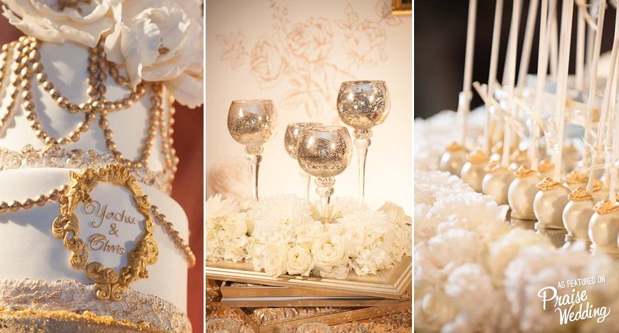 Elegance with a touch of glam? Nothing shows it better than gold x white!