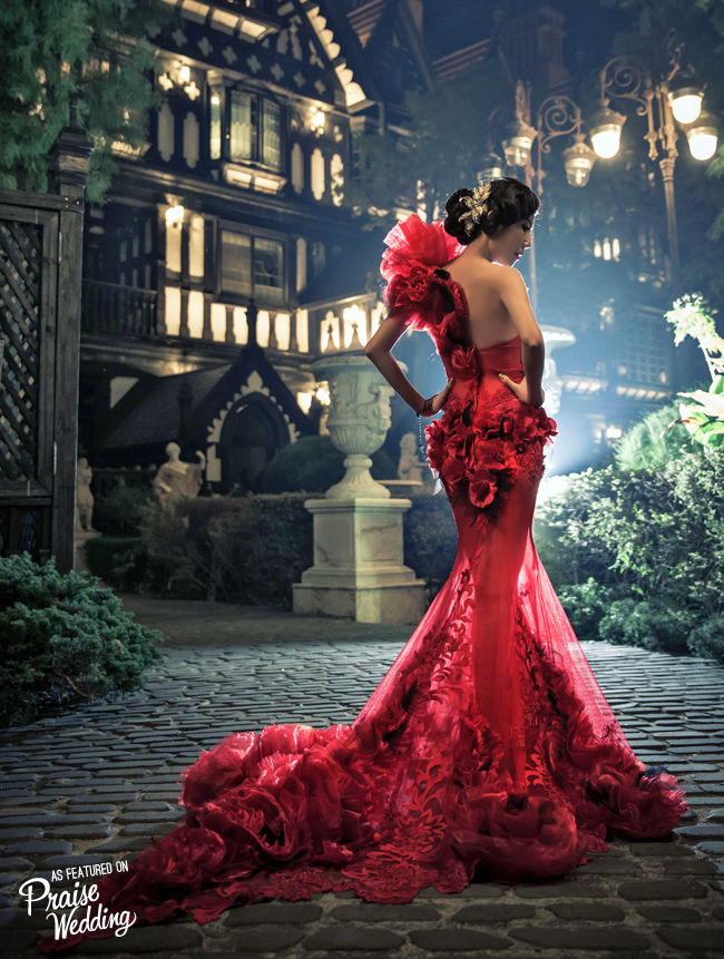 This red gown by Sophie Design is overflowing with regal romance!