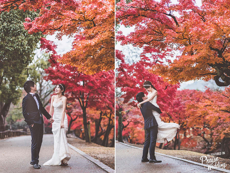 This sweet Kyoto engagement session is taking autumn romance to a new level!