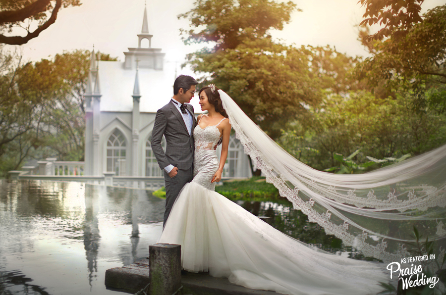 Statement-making mermaid gown and a fairytale-like venue