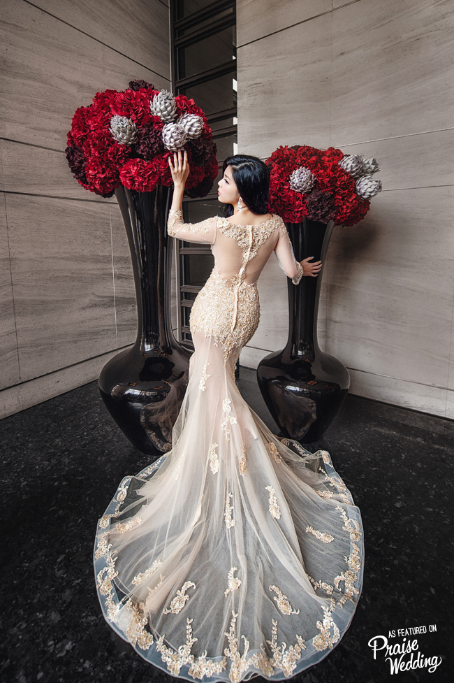 Romantic, classic and stylish, this bridal portrait featuring details of the dress is so stunning!
