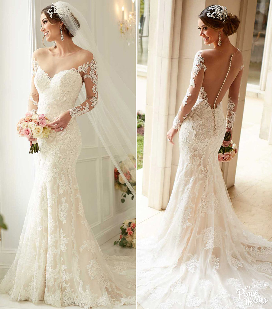 Our hearts are screaming for this gorgeous Stella York gown! Love the illusion lace sleeve design!