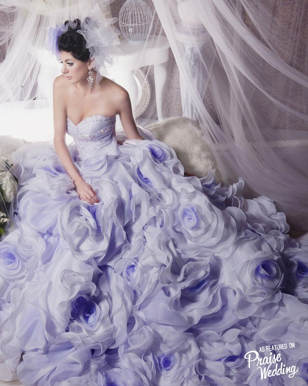We bet you'll love this floral-inspired purple gown from Whitelink Bridal!