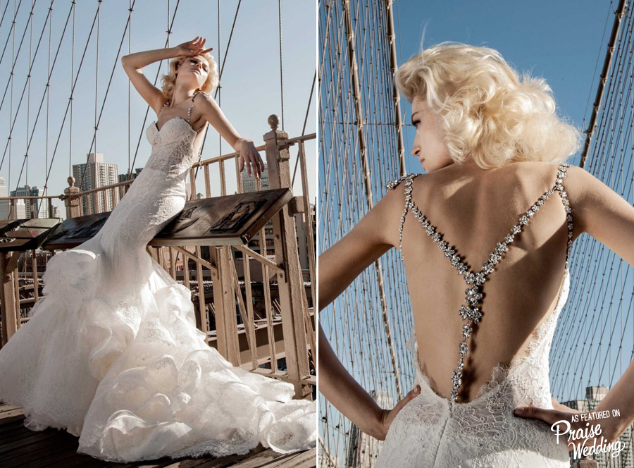 This Pnina Tornai mermaid gown has eye-catching details and statement-making charm!