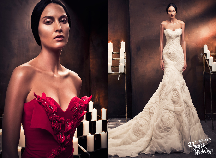 Ezra Couture gowns with floral-inspired details!