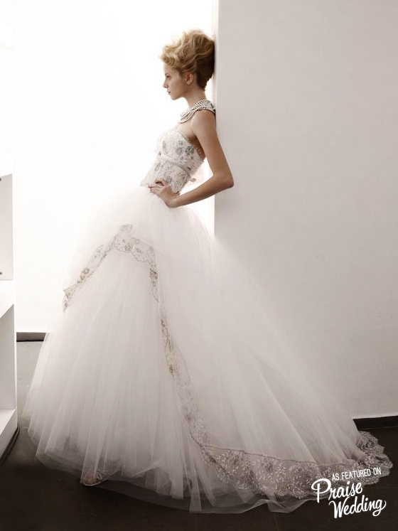 White with a touch of glitter! This Atelier Aimee gown is absolutely beautiful!
