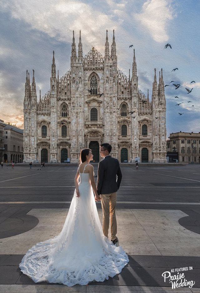 This prewedding photo captured in Milan is like a fairytale-come-true!