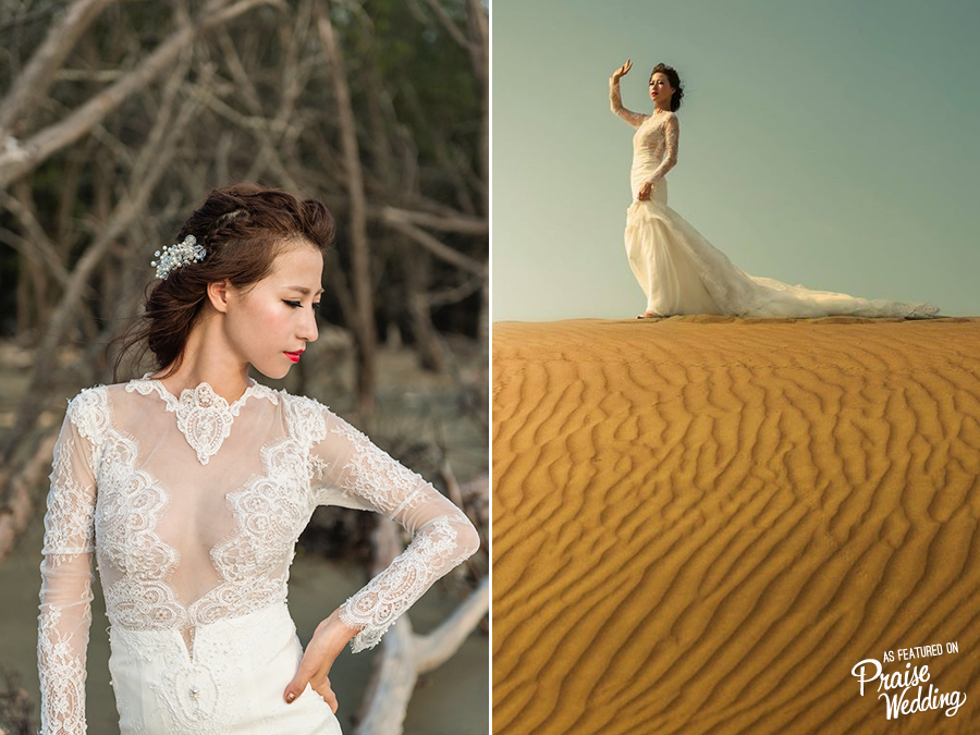 Be unique and show your style! This bridal portrait in the desert has its special charm!