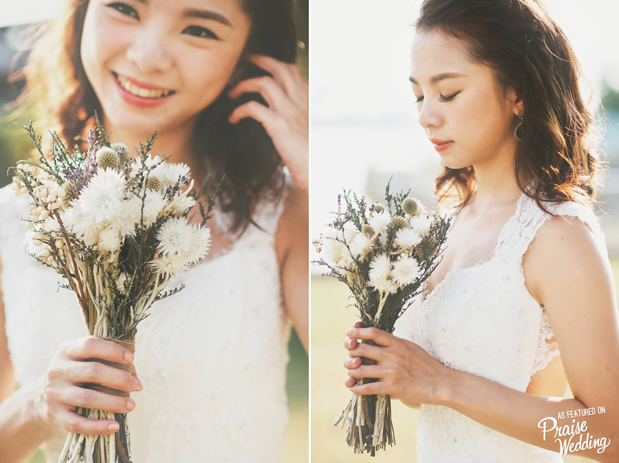 This rustic bridal look is simply sweet!