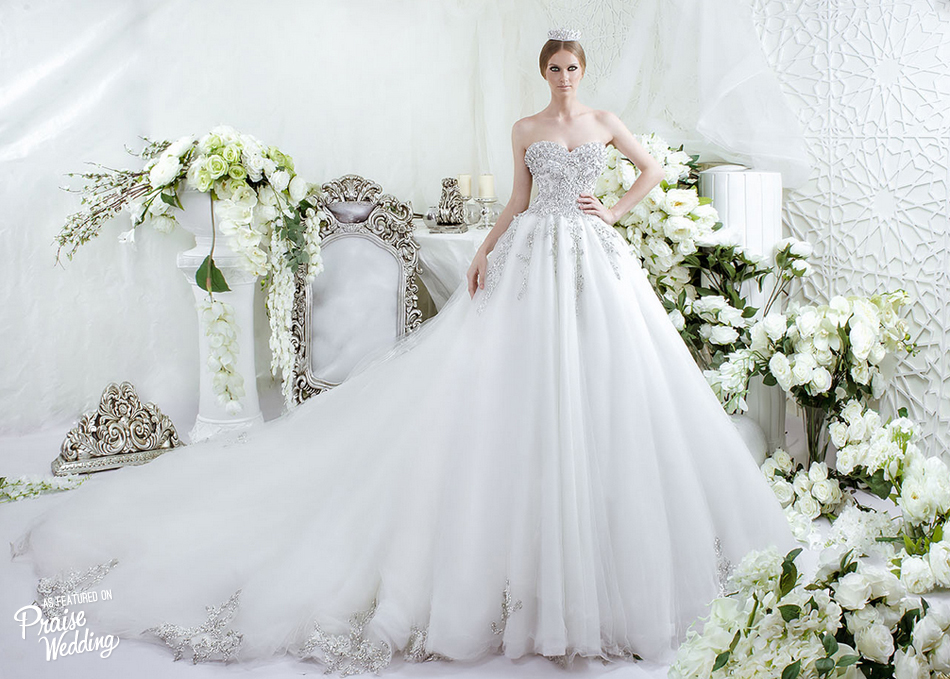 This Dar Sara gown with Swarovski embellished sweetheart neckline is absolutely stunning!