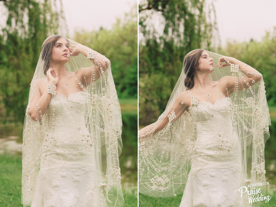 This cathedral length bridal veil is absolutely gorgeous!