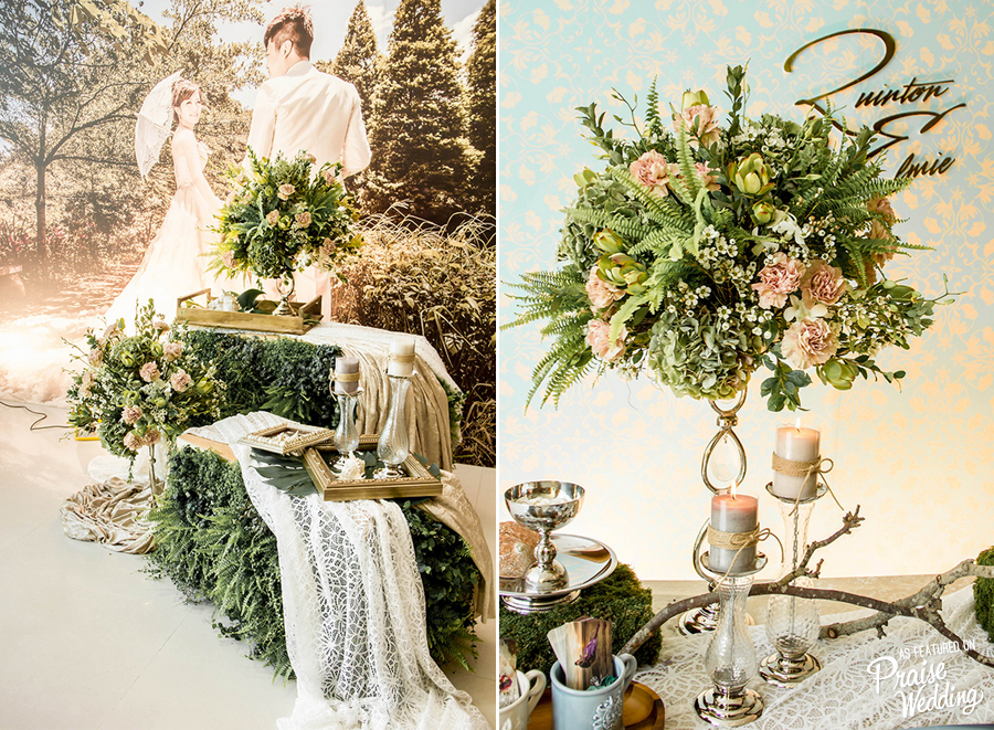 So in love with this fresh, naturally romantic wedding floral and greenery design!
