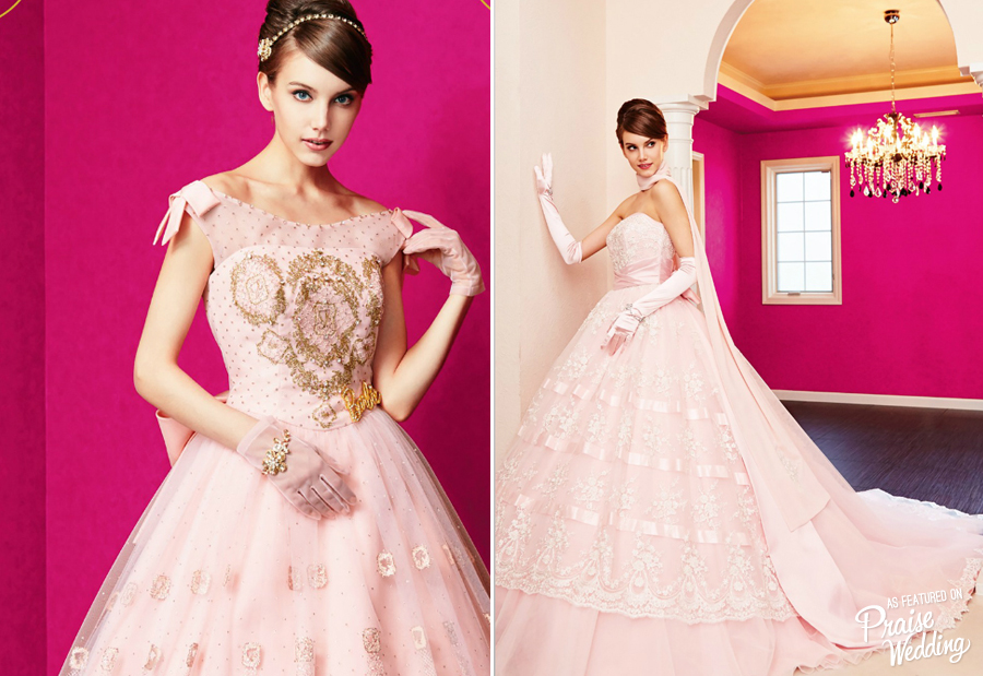 Adorable pink wedding gowns by Barbie Bridal!