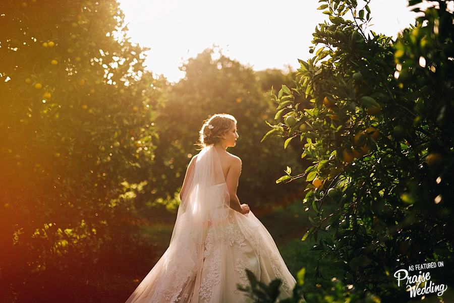 Magical, romantic, and that golden hour glow - this bridal portrait is like a fairytale-come-true!