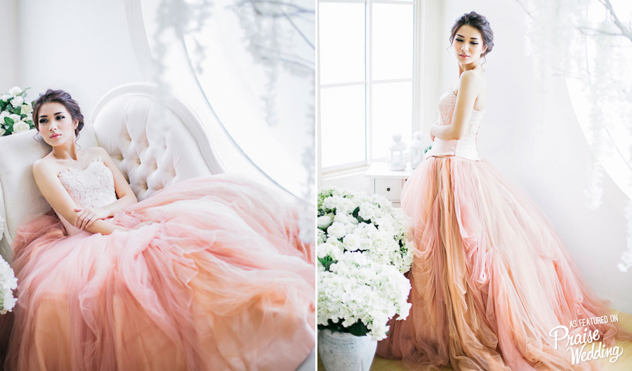 What's sweeter than a peachy pink tulle gown?