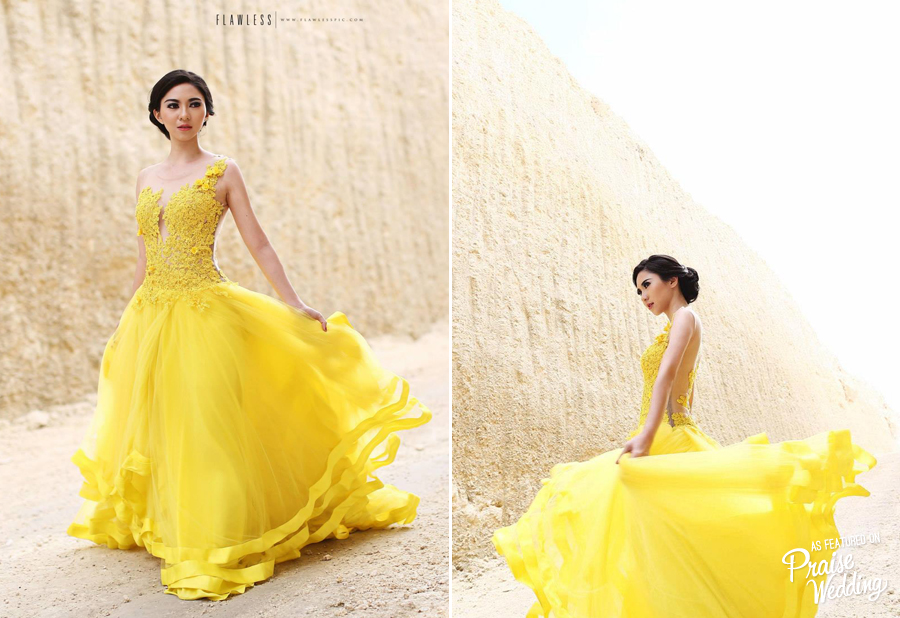 This floral-inspired yellow gown is downright droolworthy!