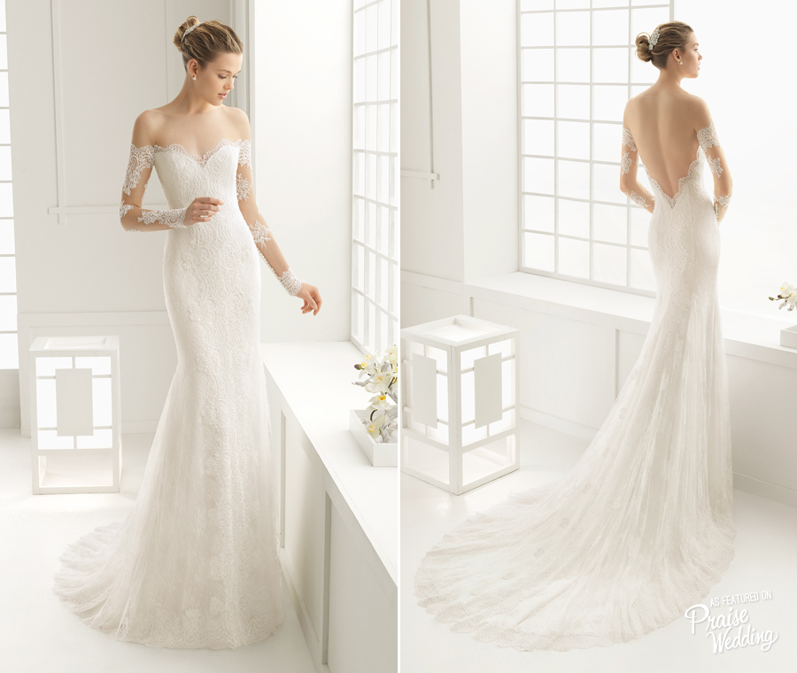 Dore gown by Rosa Clara, elegant off-the-shoulder design with dreamy lace details!