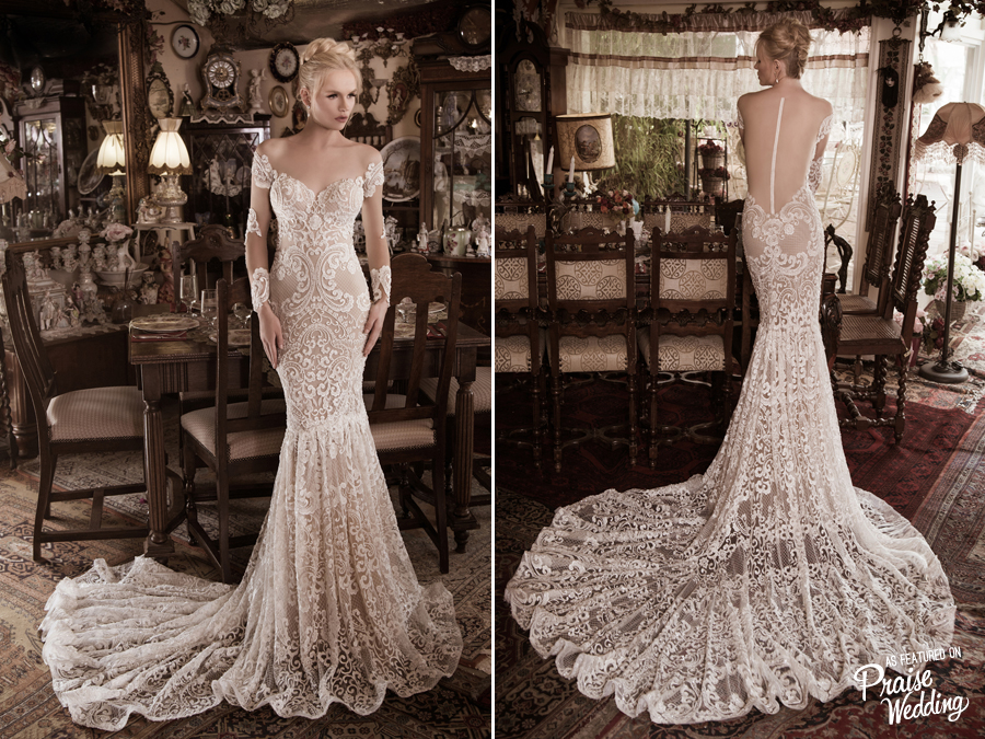 This Naama & Anat body-hugging laced gown with gorgeous back details is oh so pretty!