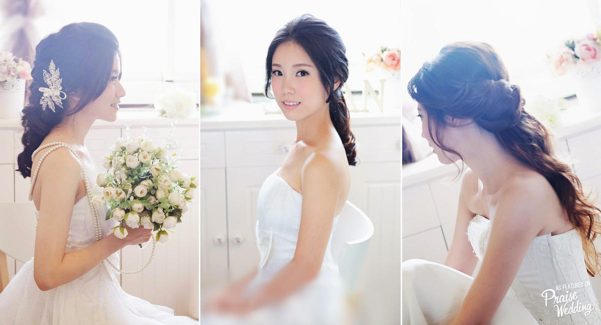 Love these romantic half-up-half-down hairstyles for brides with long hair!