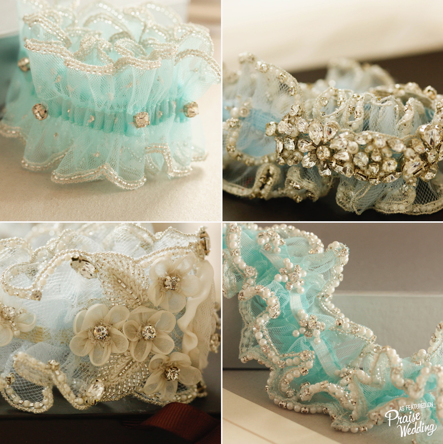What a pretty way to incoporate your something blue! These bridal garters are so lovely!