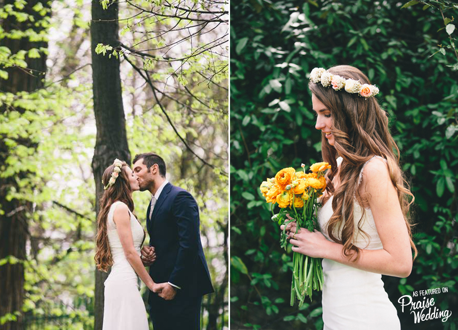 Naturally beautiful wedding photo overflowing with organic romance, we live for sweet portraits like these!