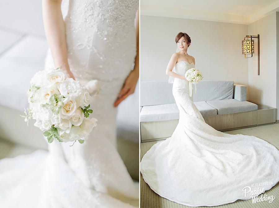 Purity, grace and elegance, love at first sight with this bridal portrait!  