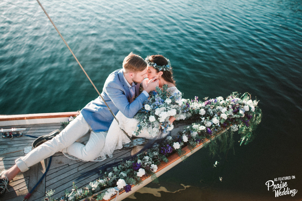 Bon voyage! How romantic is this Monaco styled shoot? Who wants an elopement like this? Sail on!