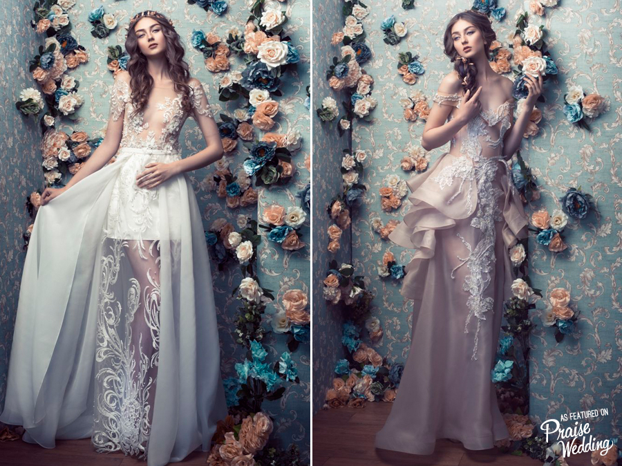 Jessica Sim's bridal collection featuring stunning floral pattern and fashion-forward silhouettes!