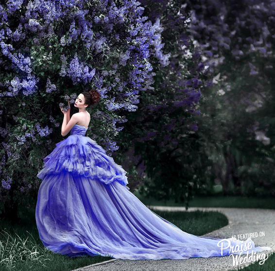 This lavender bridal ball gown is like a fairytale-come-true!