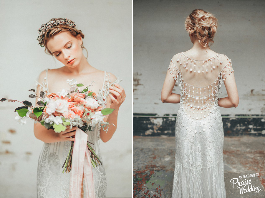 This charming Claire Pettibone gown is absolutely stunning!