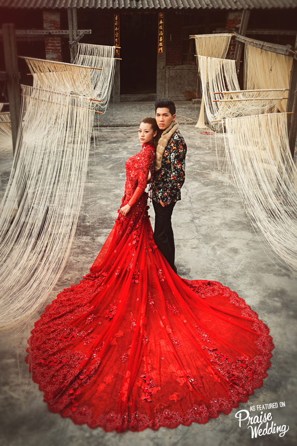 This traditional red gown is luxurious, catchy, and absolutely stunning!