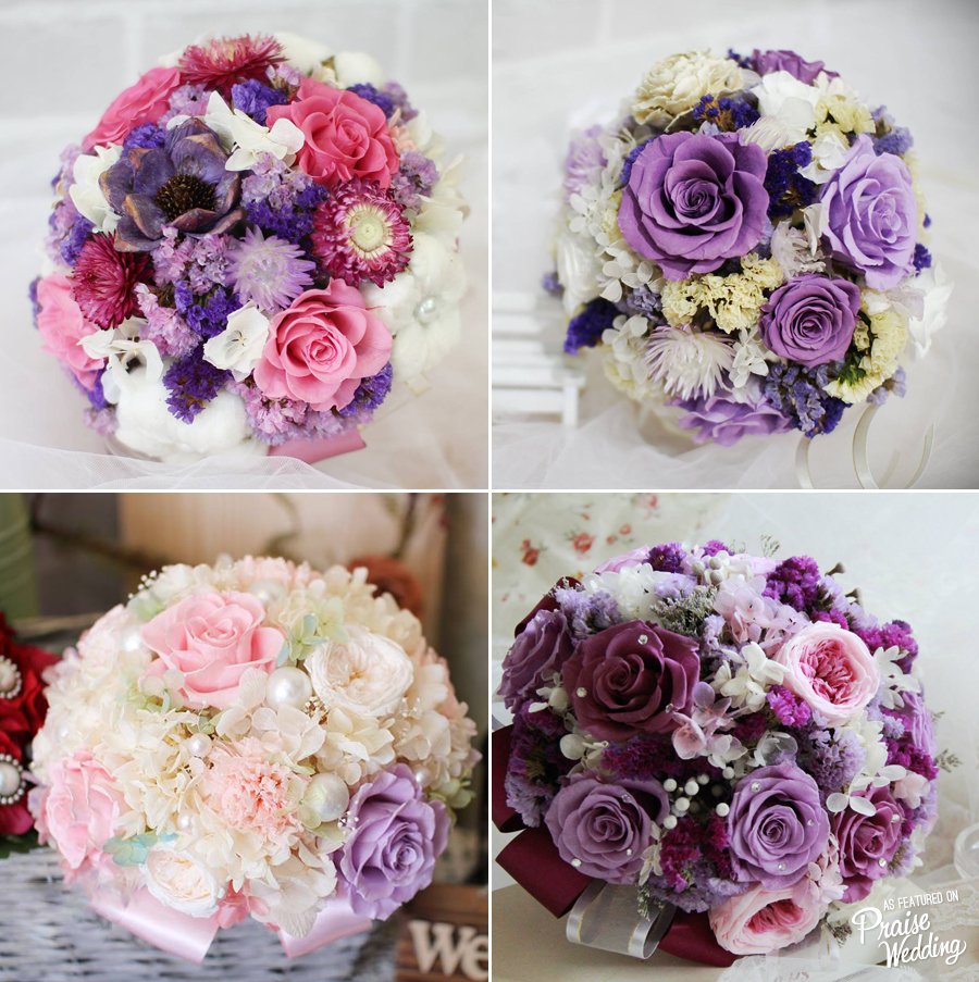 Pretty handmade bouquets for purple lovers!