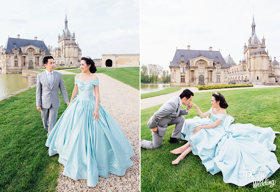 A classic dress in Tiffany blue? This bride has impeccable style! 