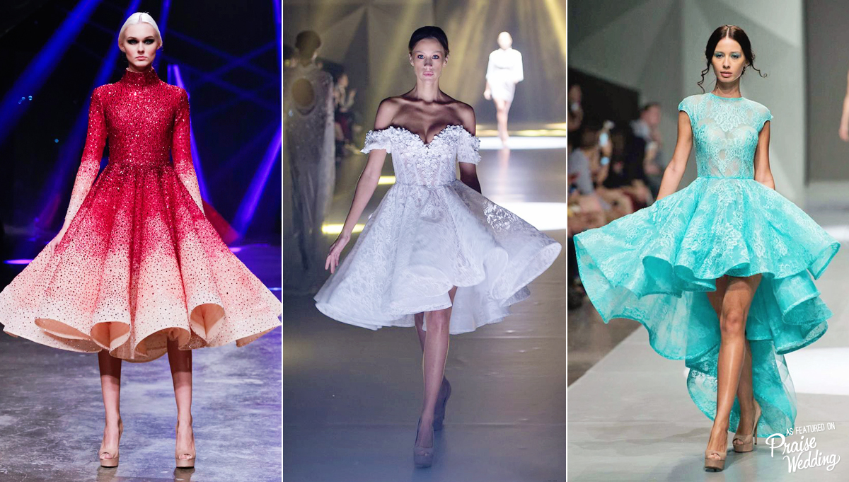 Oh, what a treat we have for you today! Stylish short gown designs by Michael Cinco!