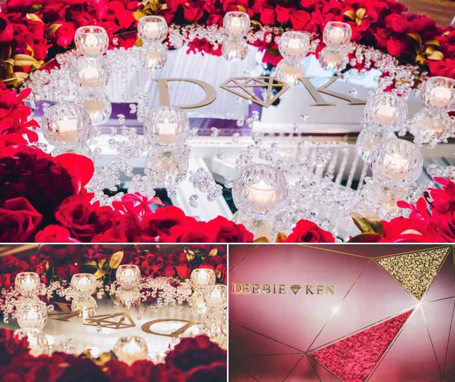 Wow-ee! Can you say no to Roses + diamond? This modern classic wedding theme decor is absolutely stunning!