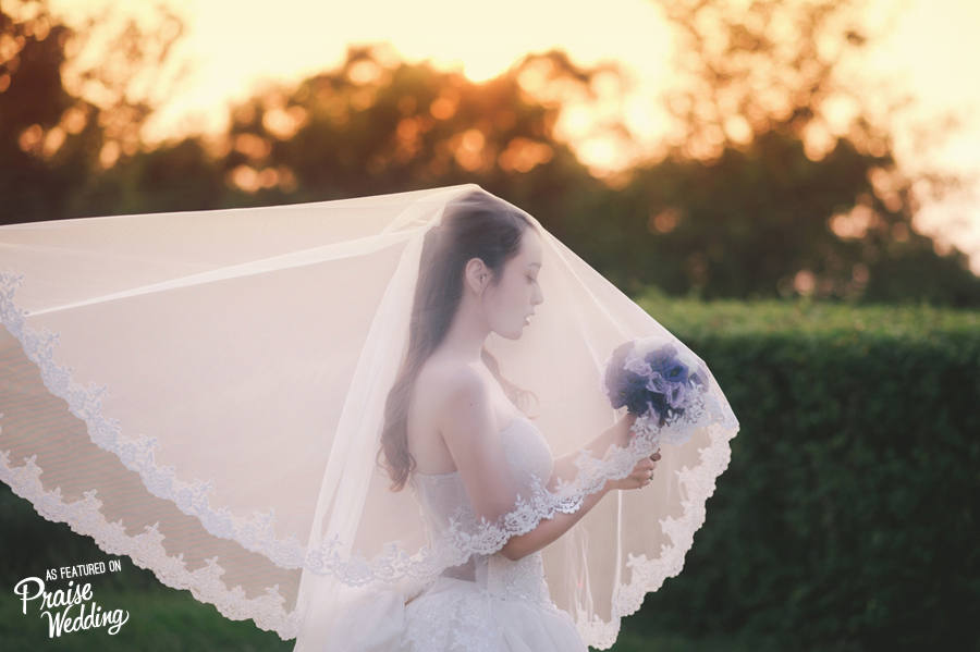 Organic beauty in the most raw form, this sunset bridal portrait is utterly romantic!