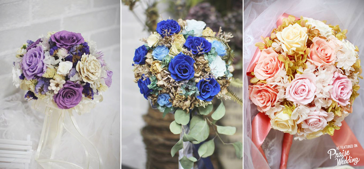 Make a statement with these modern handmade bouquets in bold colors!