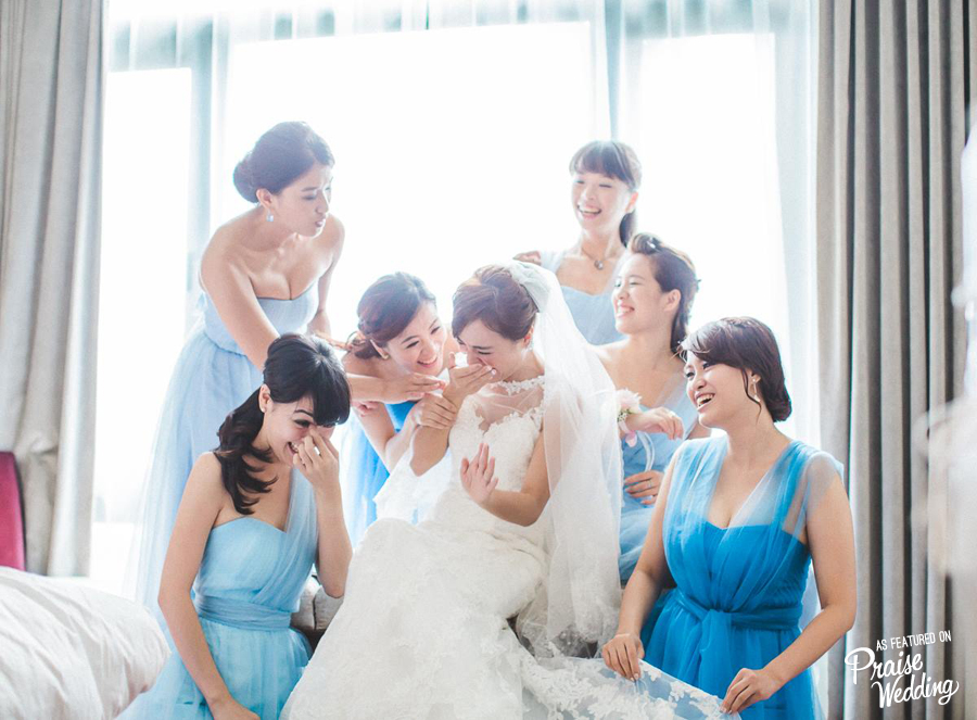 A wedding moment like this makes our hearts sing! The fun never stops when you're with your besties!