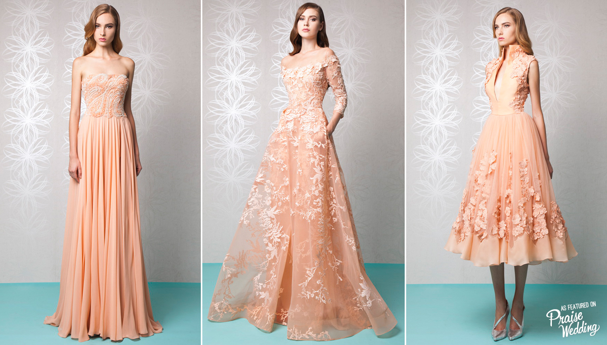 Wow! Tony Ward's peach gown collection unfolds like a dream! Pick your favorite!